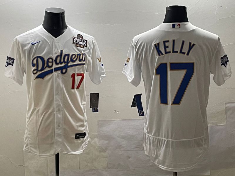 Men Los Angeles Dodgers 17 Kelly White Gold Elite 2025 Nike MLB Jersey style 8